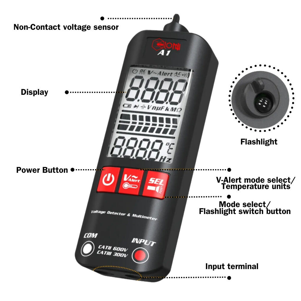 Digital Multimeter Voltmeter Live Wire Detector AC DC